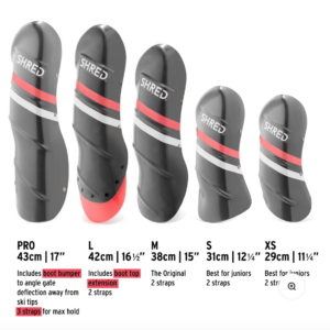 SHRED shinguards grey/rust on World Cup Ski Shop
