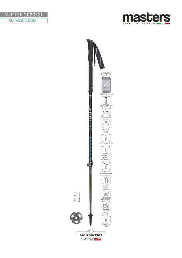 Adjustable 'Ski Tour Pro' poles by Masters on World Cup Ski Shop